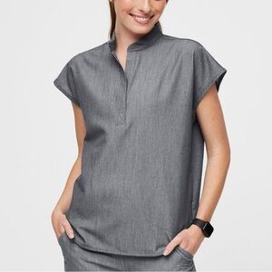Figs Women’s Rafaela Collar Scrub Top in color Graphite
